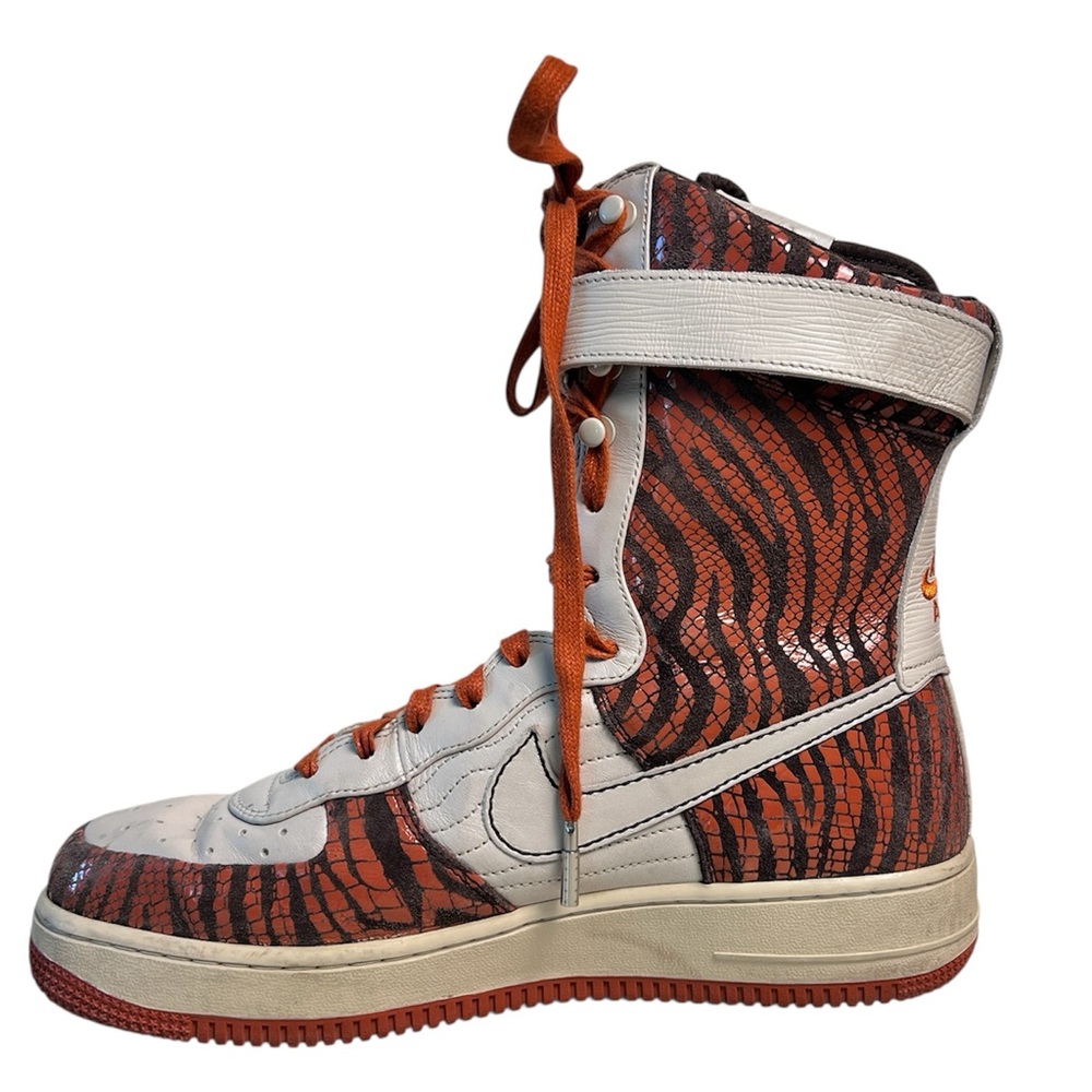Nike Women’s Air Force 1 High 6” Wedge Sneakers Orange Zebra Print Size 9.5 Rare - Picture 5 of 14